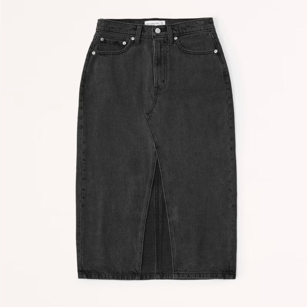 Abercrombie & Fitch Black Midi Denim Skirt